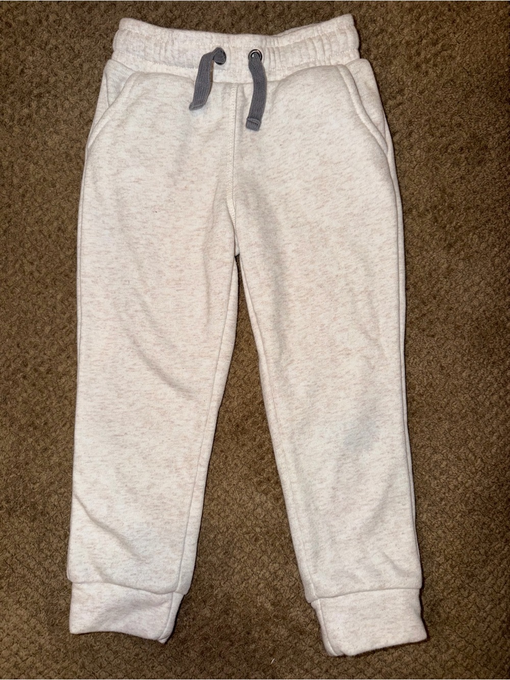 Cat & Jack Kid’s Cream Jogger Sweatpants with Gray Drawstring - 4T